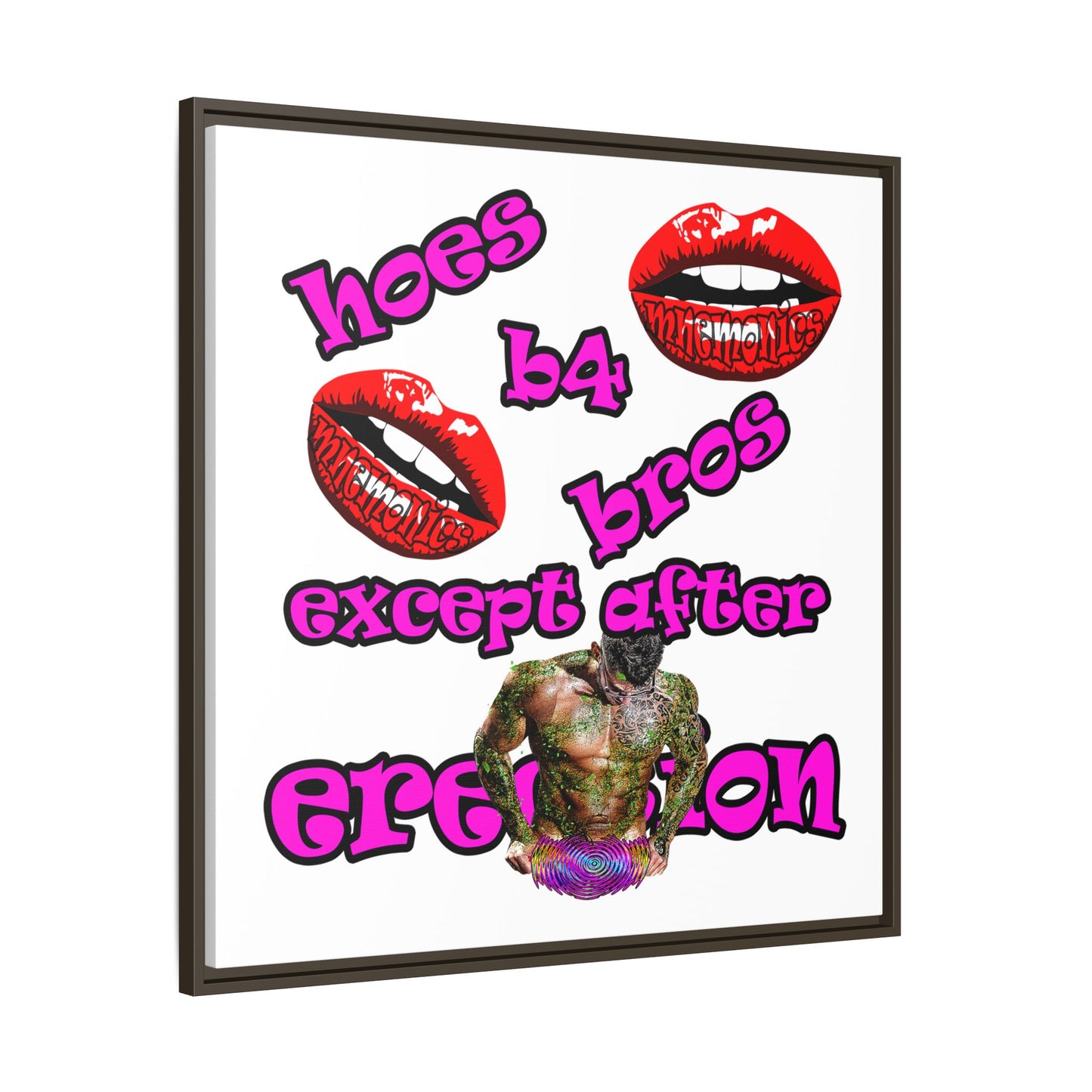hoes b4 bros - framed canvas art (white)