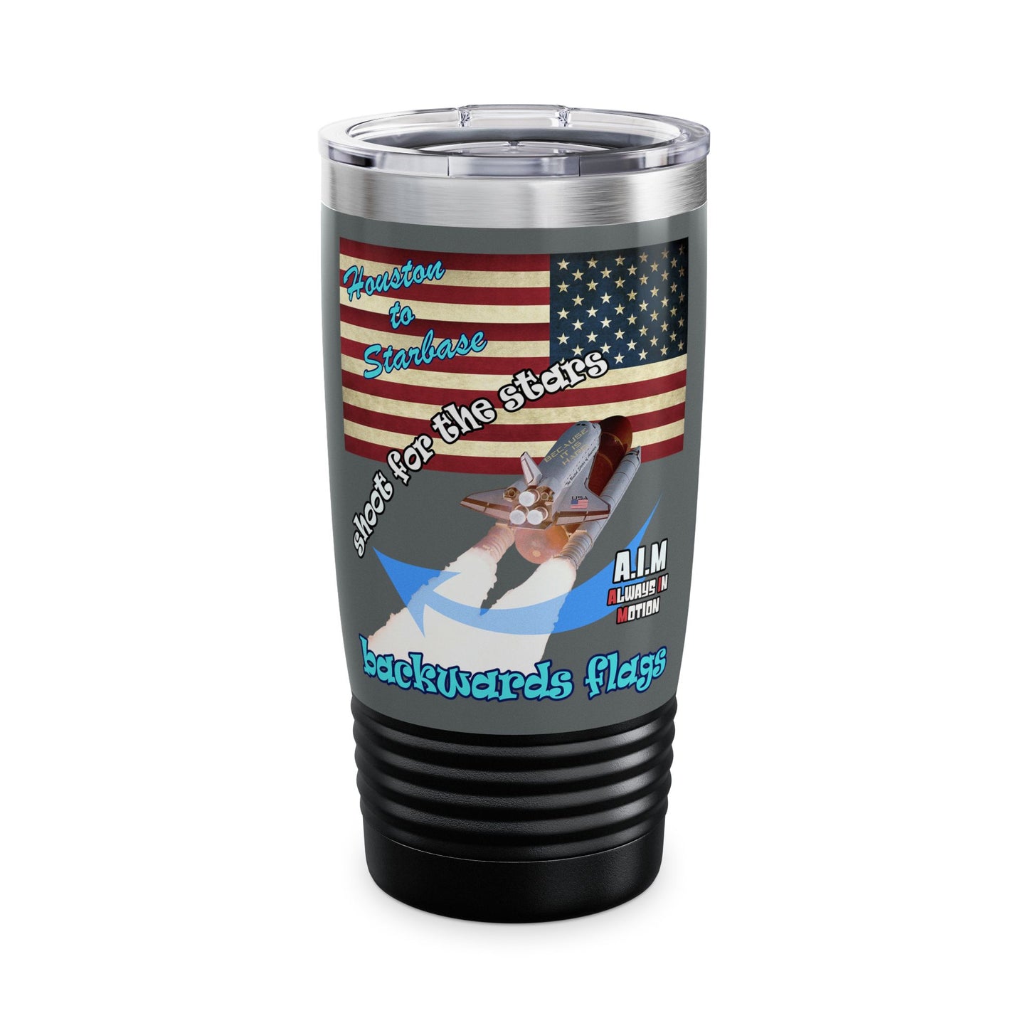 shoot for the stars - Ringneck Tumbler, 20oz (dark grey)