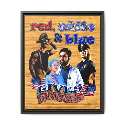rw&b lives matter - framed canvas art (butterscotch wood finish)