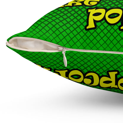 popping like popcorn - Spun Polyester Square Pillow - (logo green)