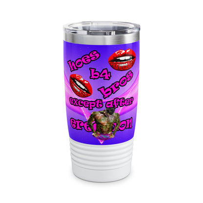 hoes b4 bros - Ringneck Tumbler, 20oz (purple-pink wave)