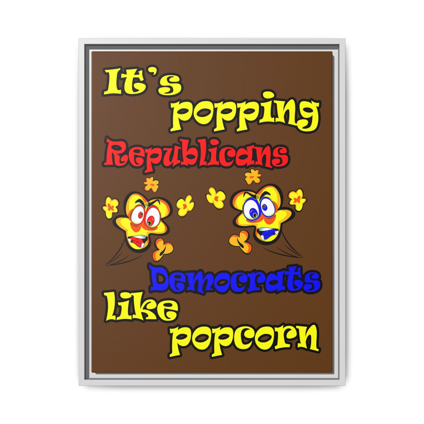 popping like popcorn - framed canvas art (brown)