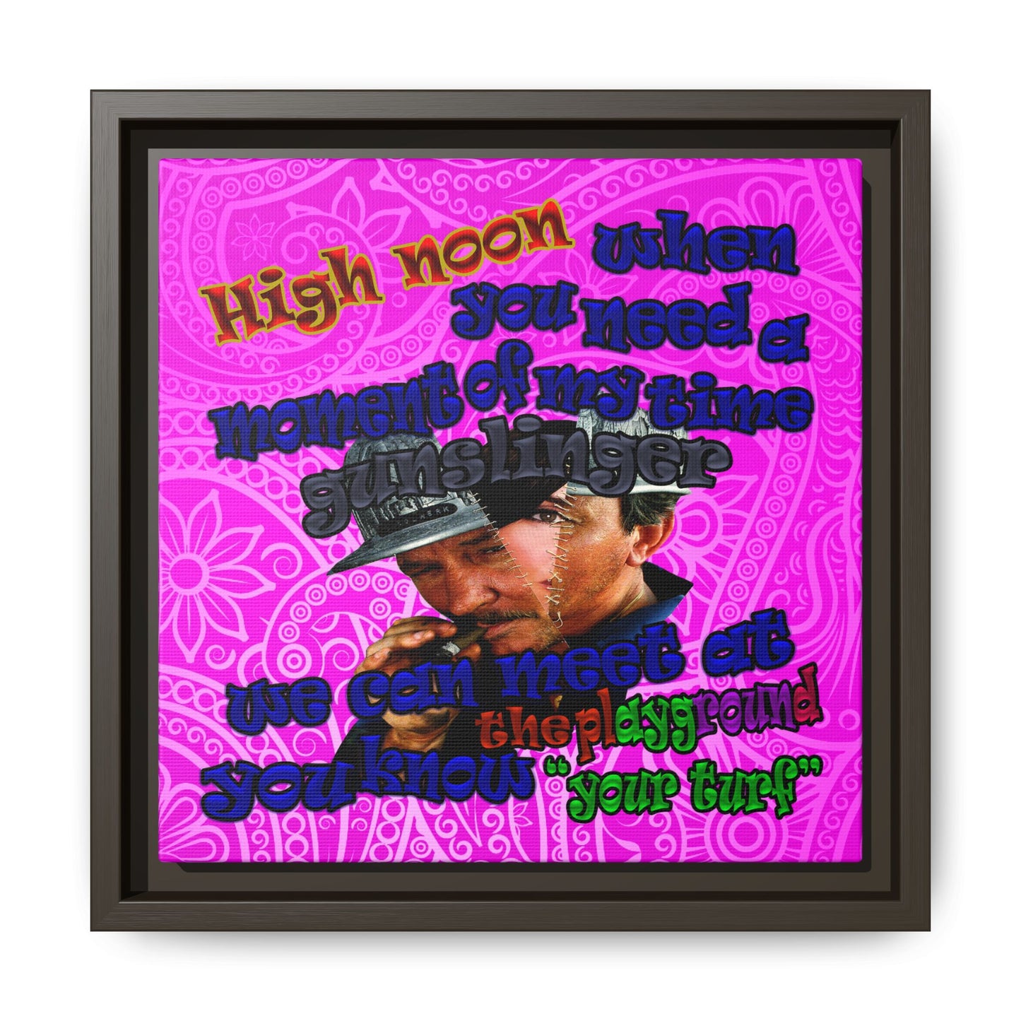 high noon - framed canvas art (pink swirl)
