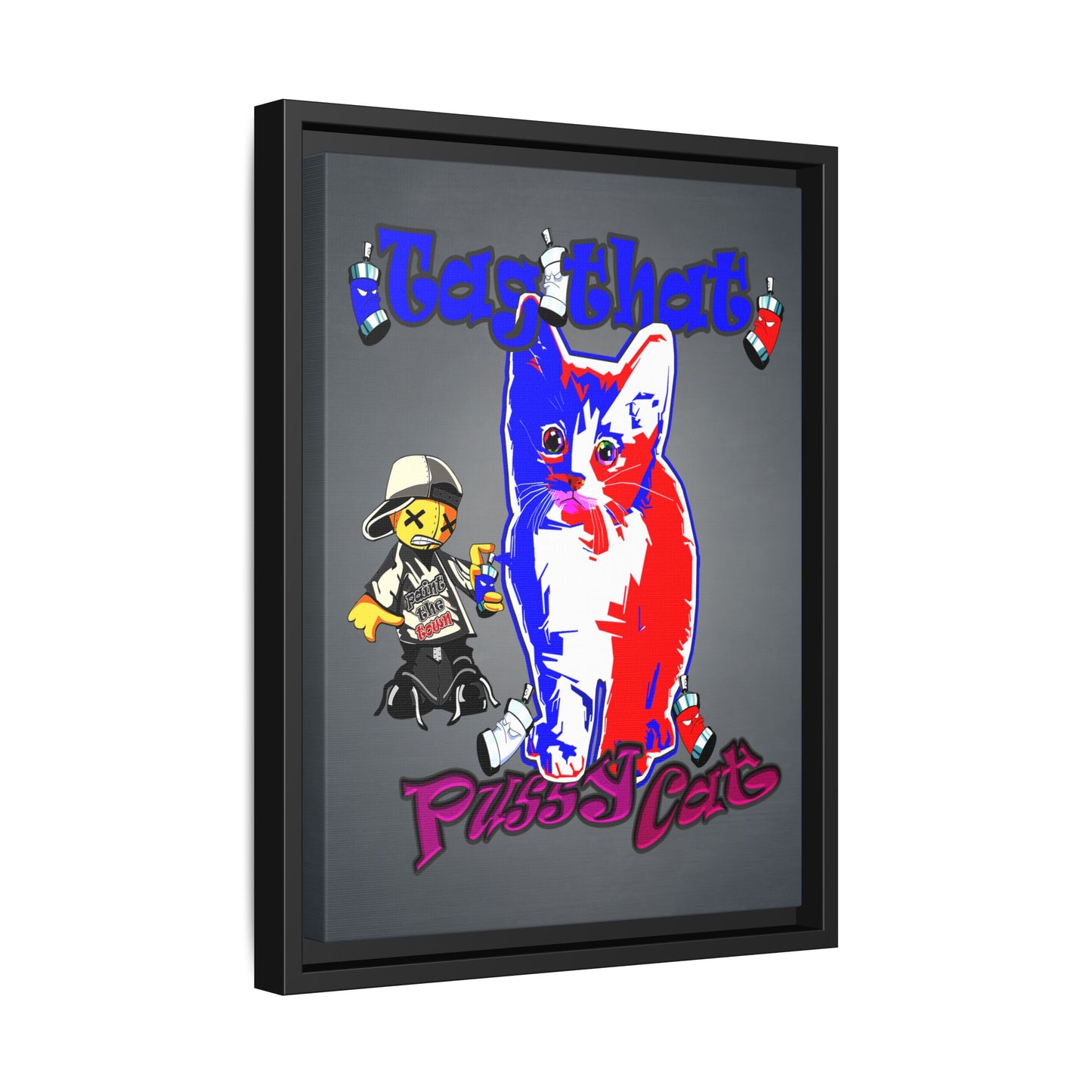 tag that - framed canvas art (grey-light grey)