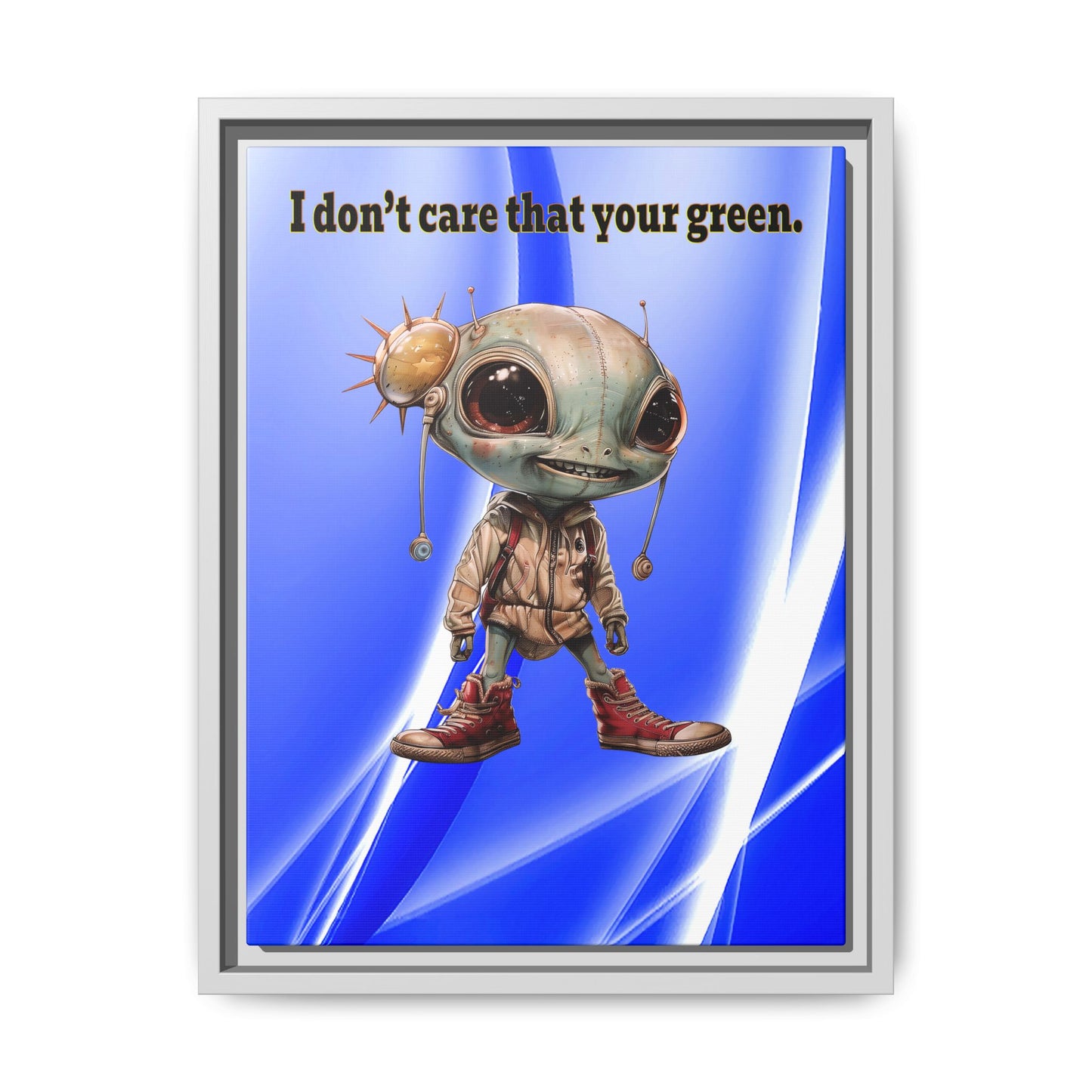 I don't care that your green - framed canvas art (blue-white wave)