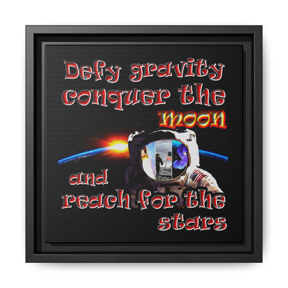 defy conquer reach - framed canvas art (black)