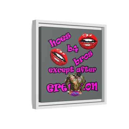hoes b4 bros - framed canvas art (dark grey)