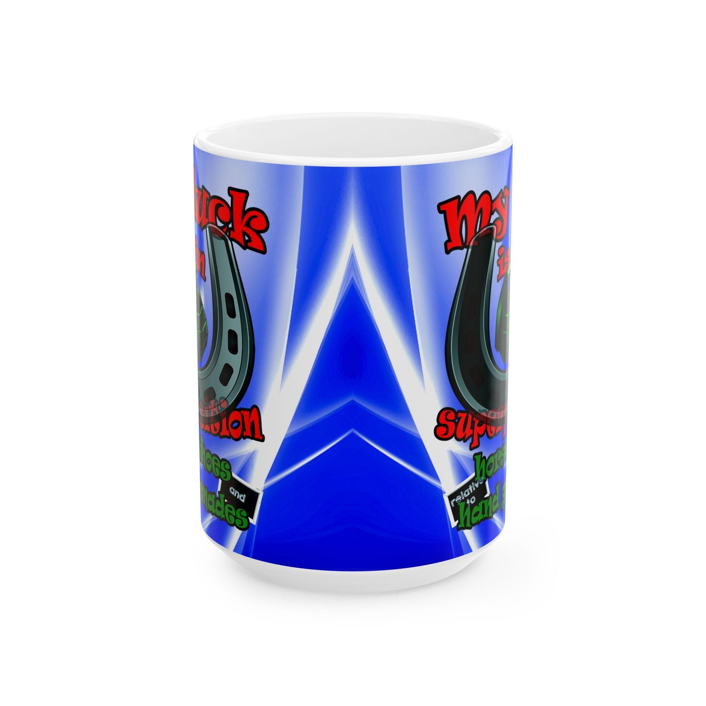 my luck - White Mug (blue-white wave)