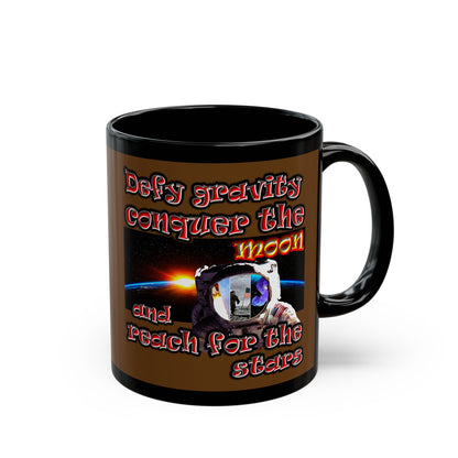 defy conquer reach - Black Mug (brown)