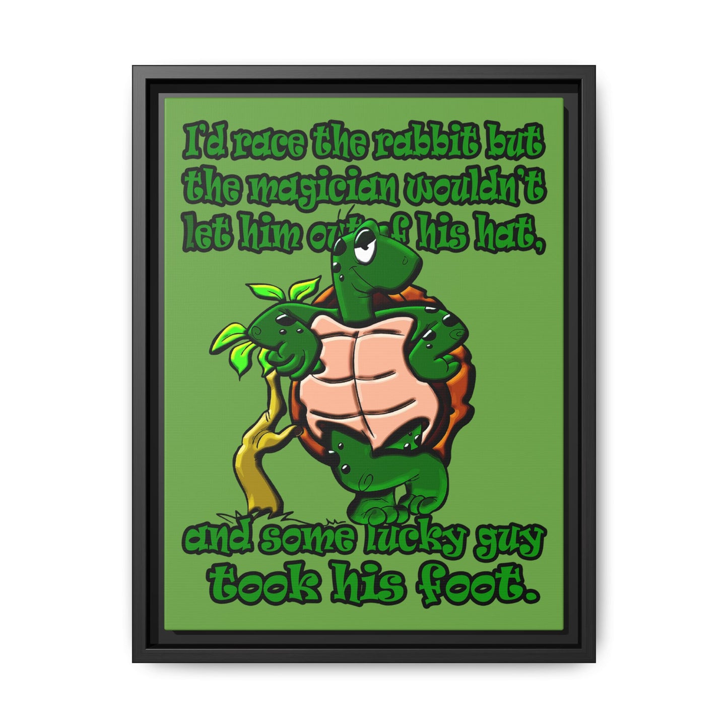 turtle race - framed canvas art (green)