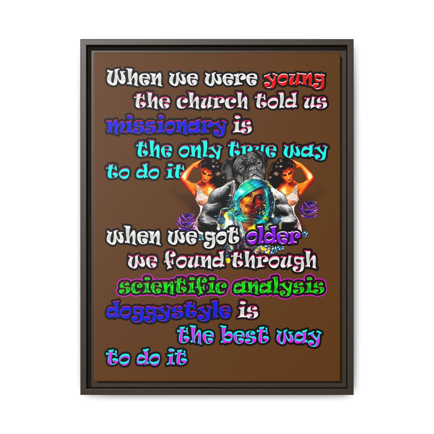 doggystyle - framed canvas art (brown)