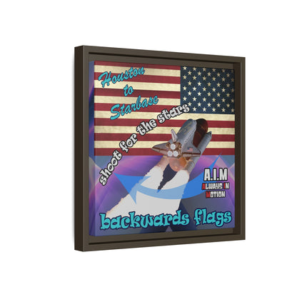 shoot for the stars - framed canvas art (grey-pink wave)