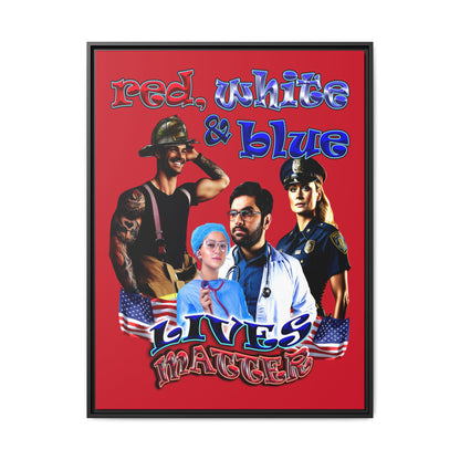 rw&b lives matter - framed canvas art (dark red)