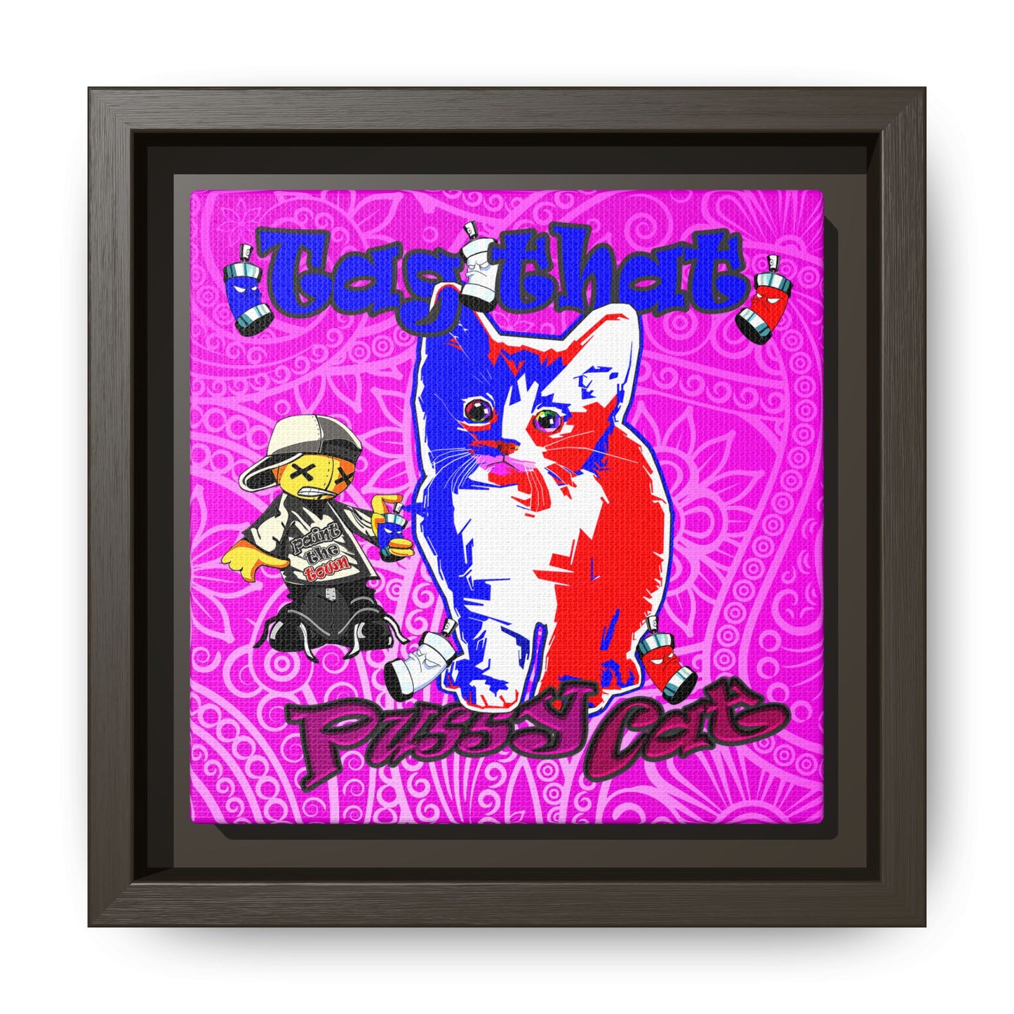 tag that - framed canvas art (pink swirl)
