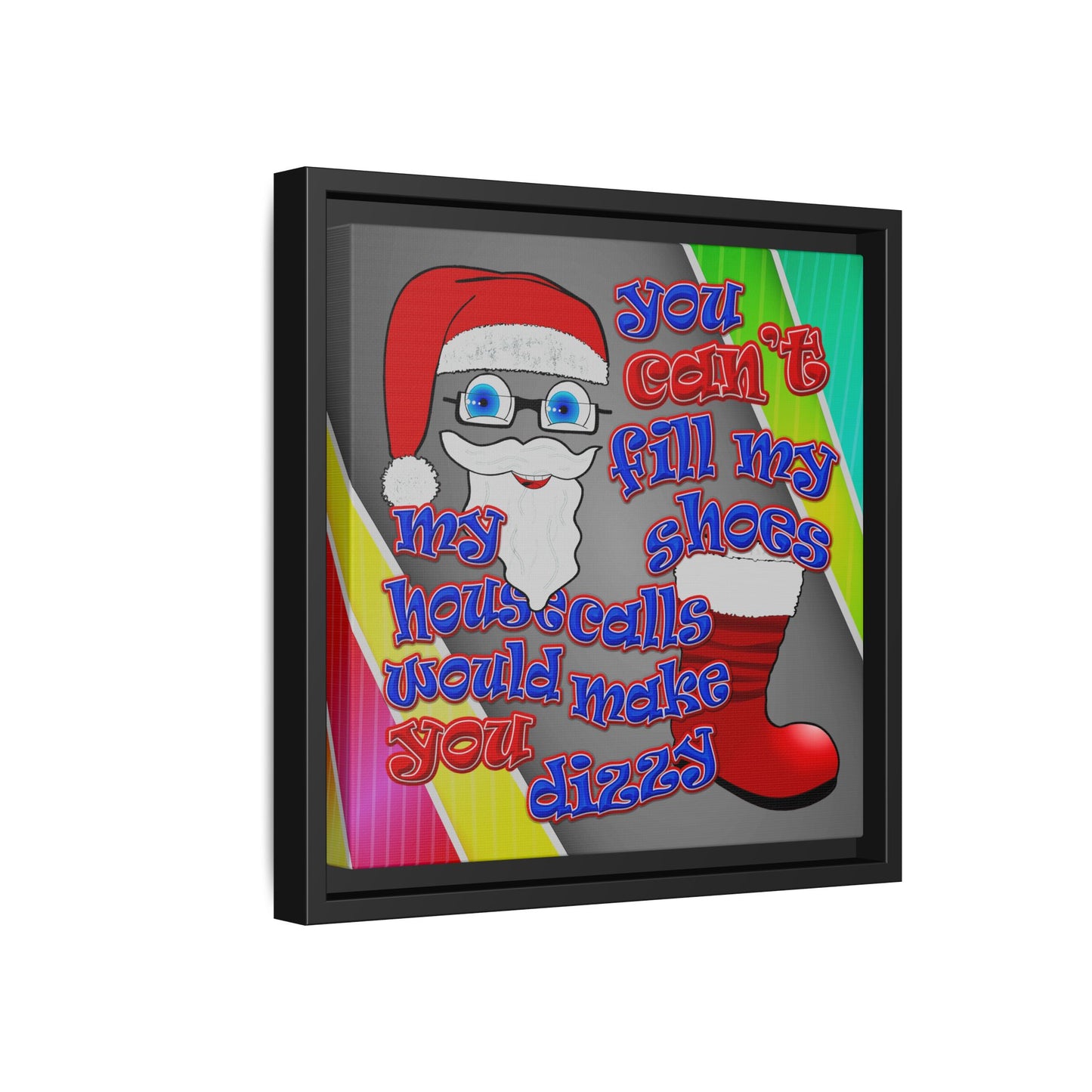 santa's shoes - framed canvas art (rainbow split)