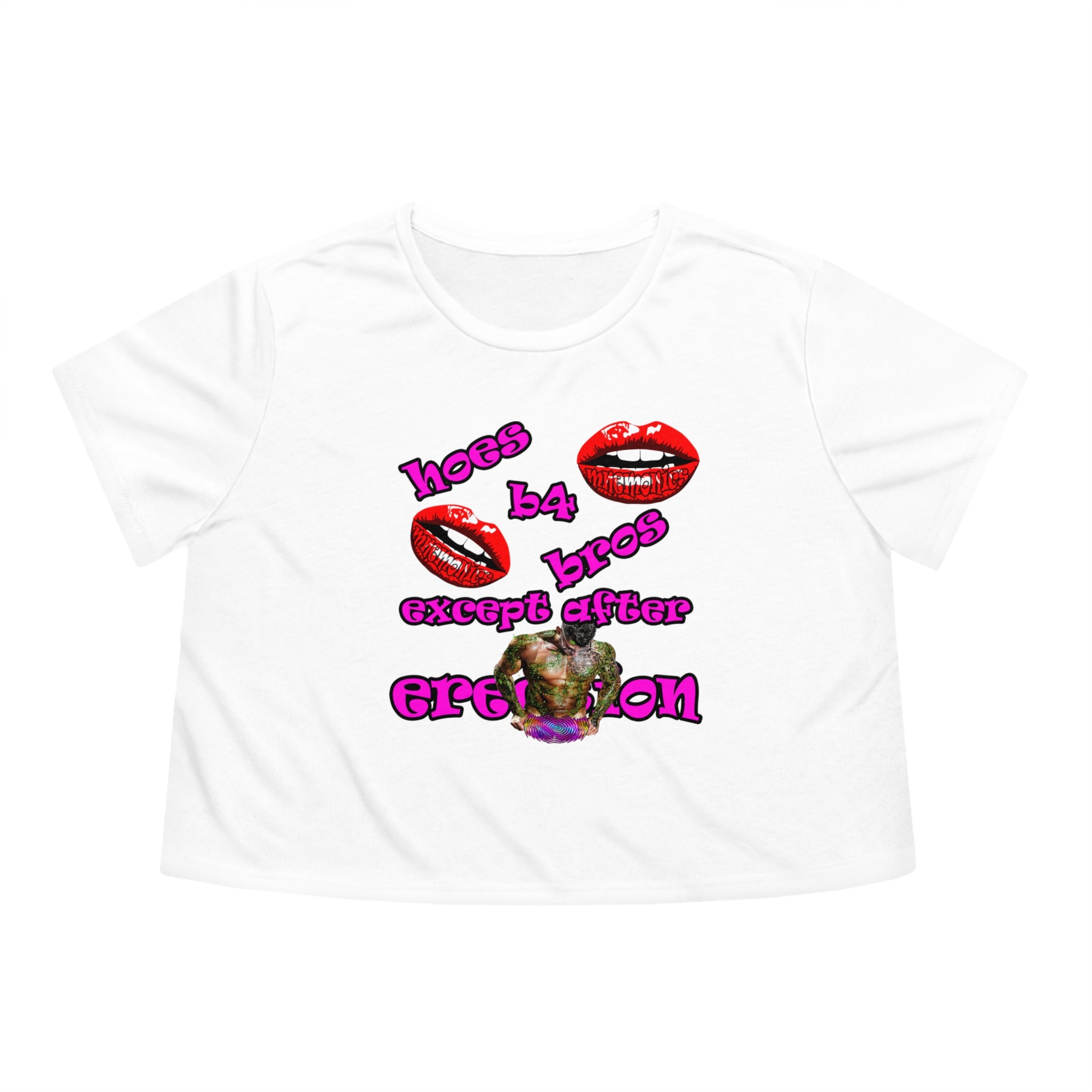 hoes b4 bros - Women's Flowy Cropped Tee