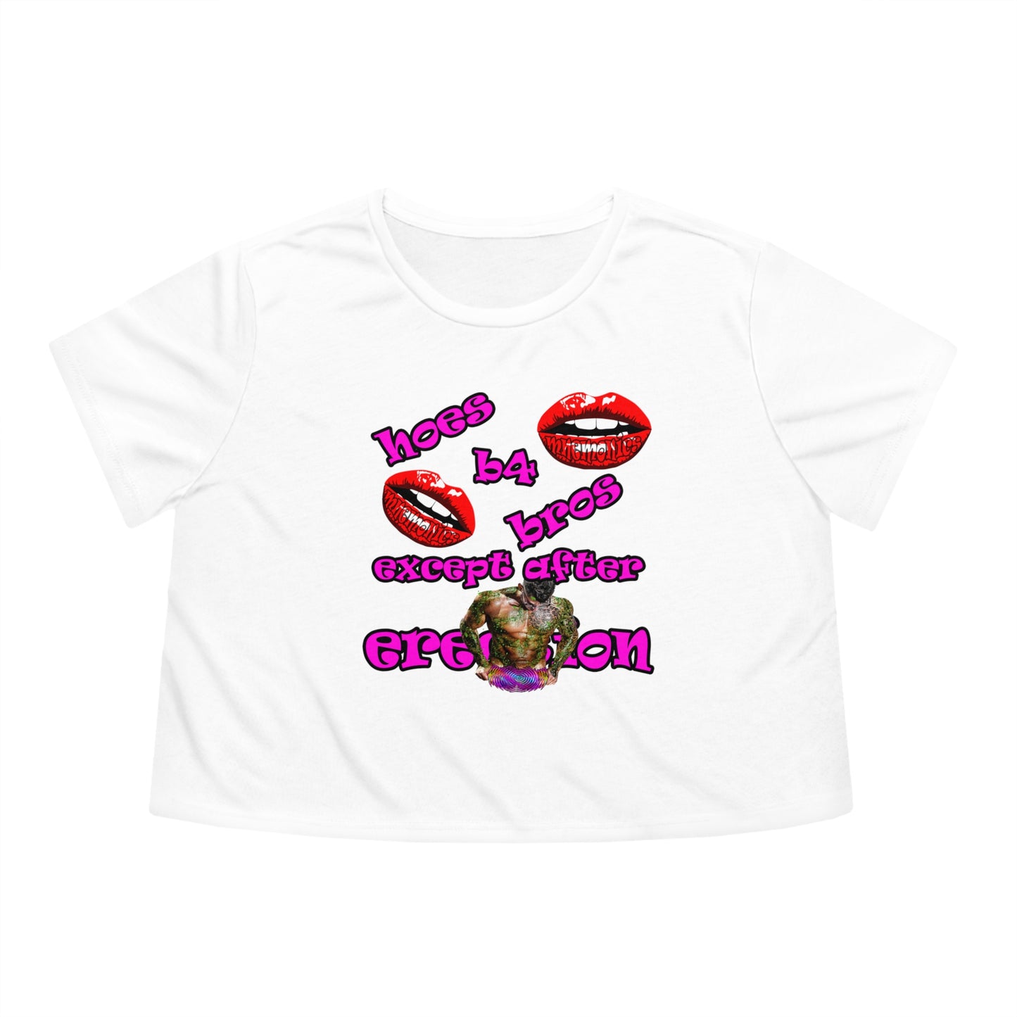 hoes b4 bros - Women's Flowy Cropped Tee