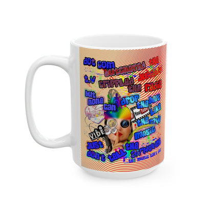 drop the beat - White Mug (yellow-orange wave)