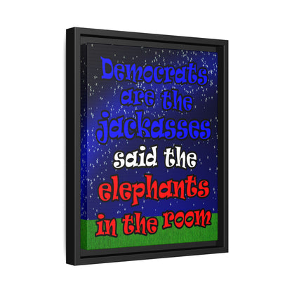 donkeys and elephants - framed canvas art ('snoops' background)