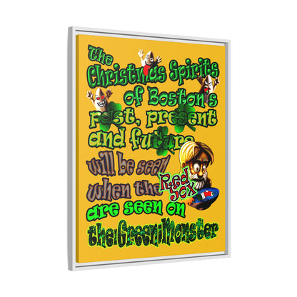 christmas spirits of boston - framed canvas art (yellow)