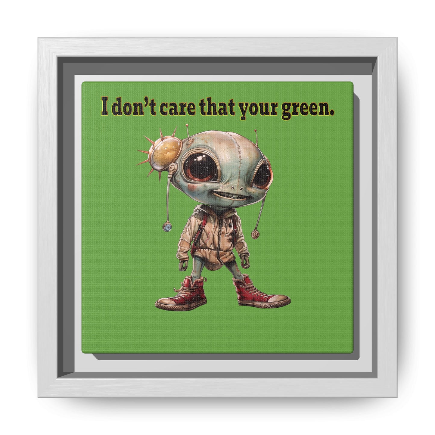 I don't care that your green - framed canvas art (green)