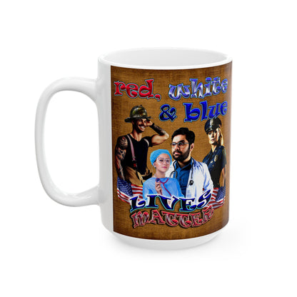 rw&b lives matter - White Mug (brown papyrus)