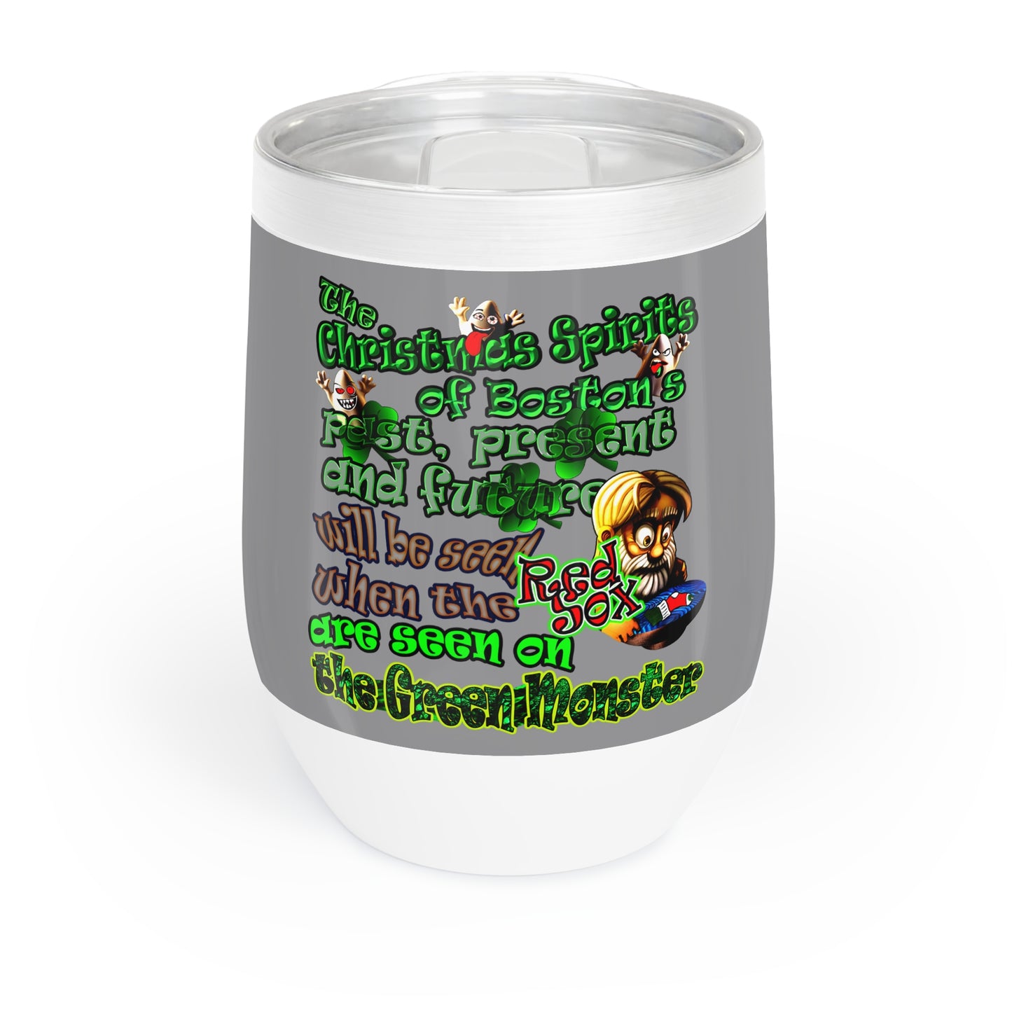 christmas spirits of boston - Chill Wine Tumbler (grey)