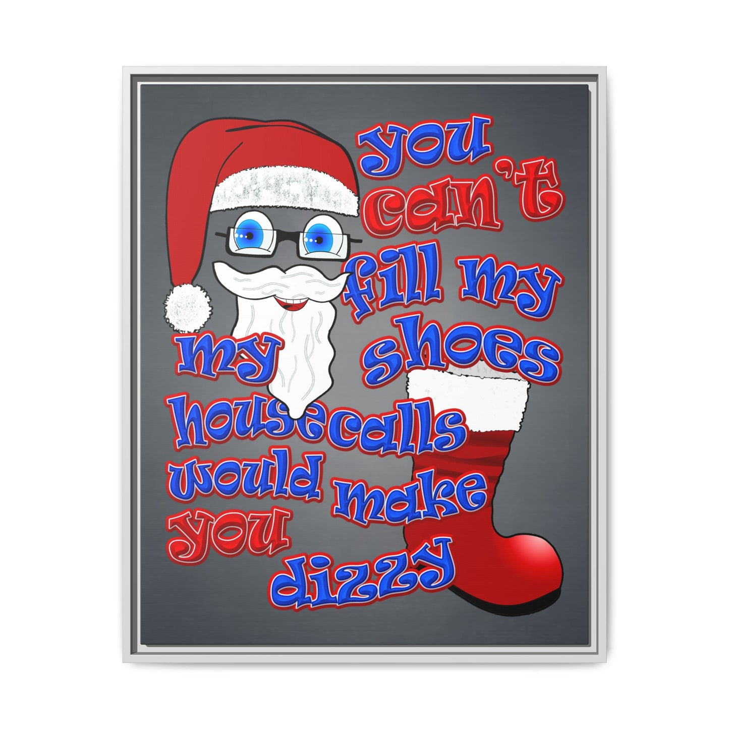 santa's shoes - framed canvas art (grey-light grey)