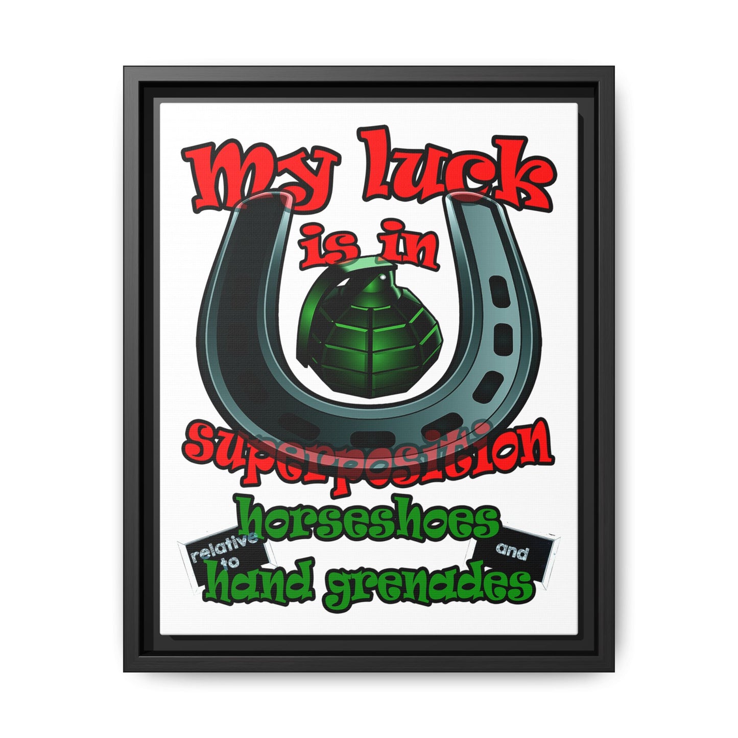 my luck - framed canvas art (white)