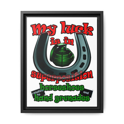 my luck - framed canvas art (white)