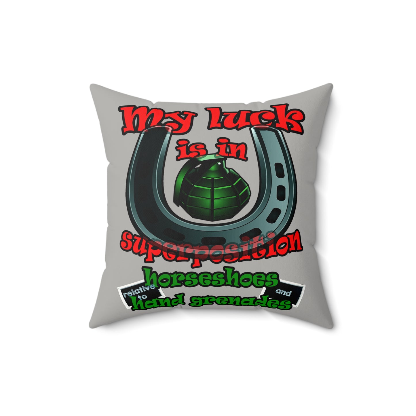 my luck - Faux Suede Square Pillow - (light grey)