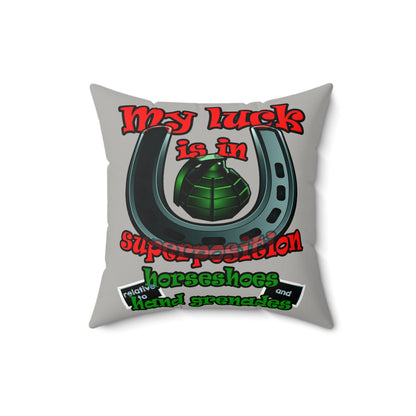 my luck - Faux Suede Square Pillow - (light grey)