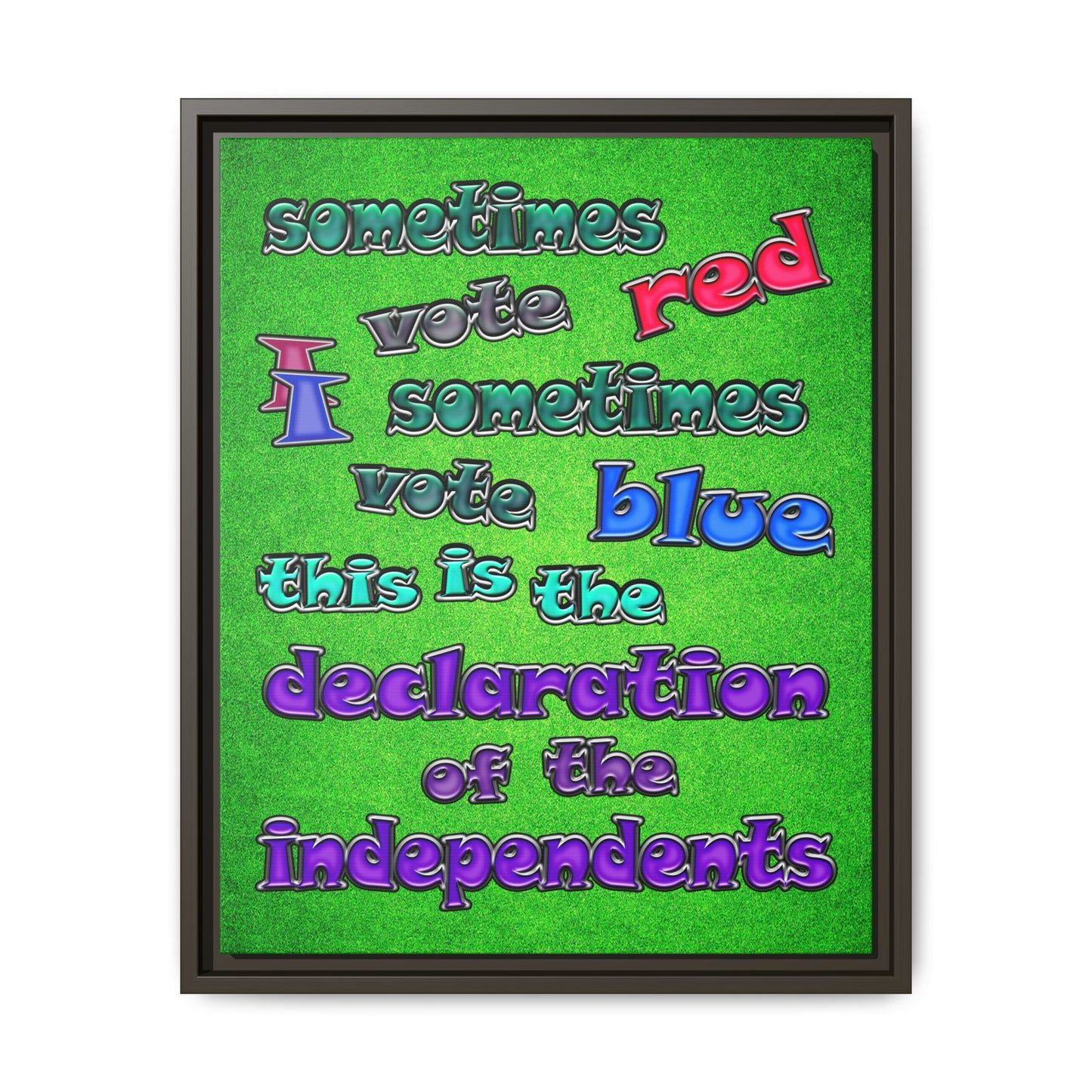 declaration of the independents - framed canvas art (green turf)