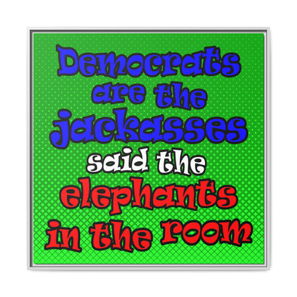 donkeys and elephants - framed canvas art (logo green)