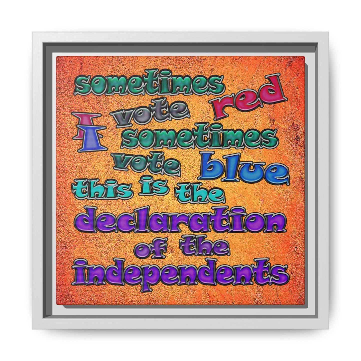 declaration of the independents - framed canvas art (burnt orange)