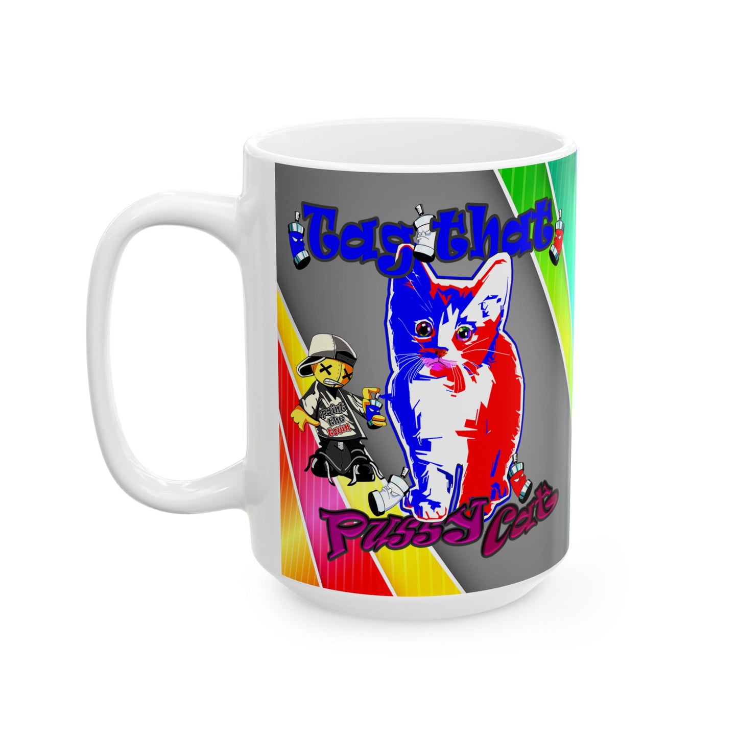 tag that - White Mug (rainbow split)