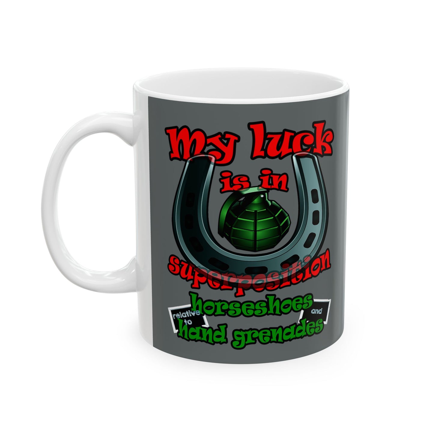 my luck - White Mug (dark grey)