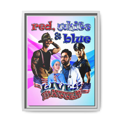 rw&b lives matter - framed canvas art (light blue-pink wave)