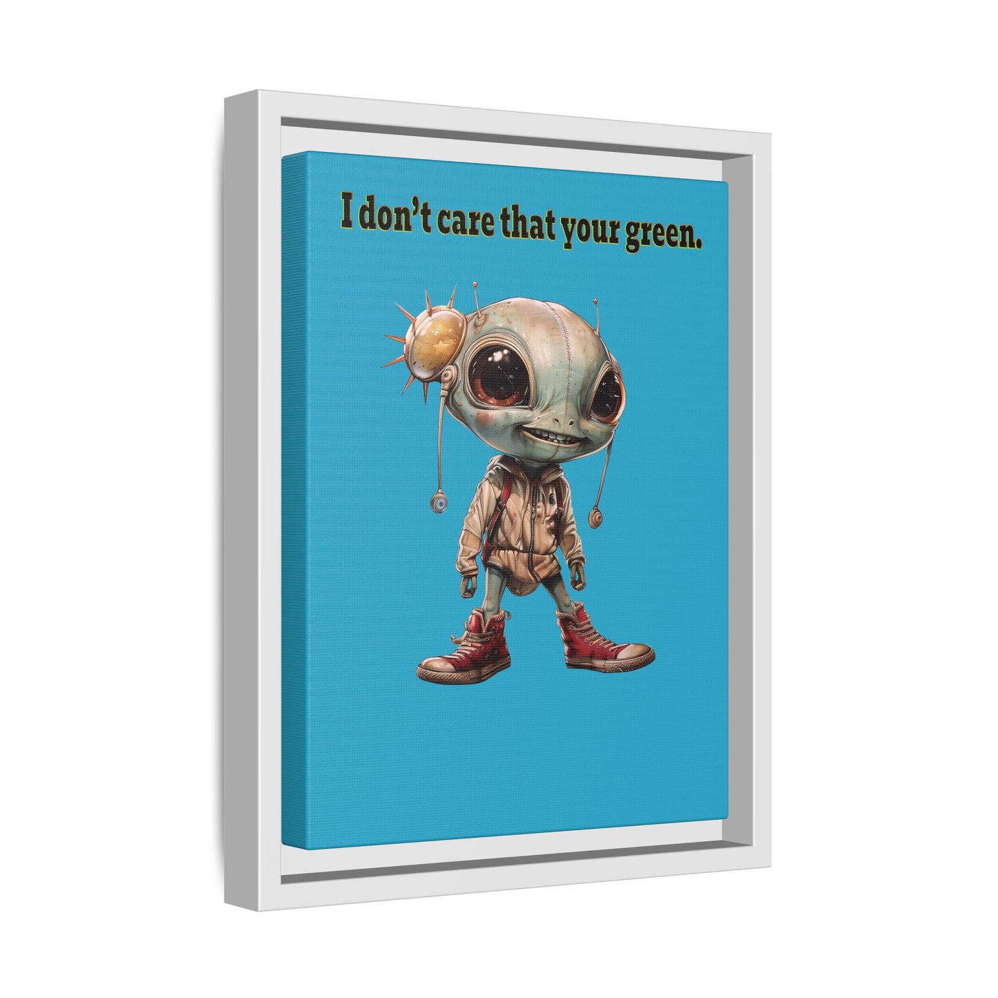 I don't care that your green - framed canvas art (turquoise)