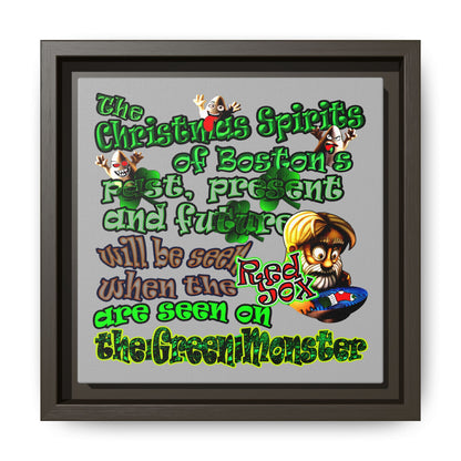 christmas spirits of boston - framed canvas art (light grey)