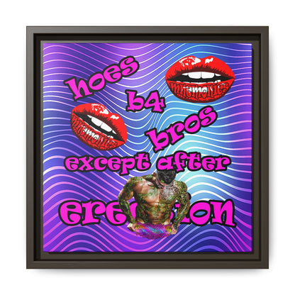 hoes b4 bros - framed canvas art (purple wave)