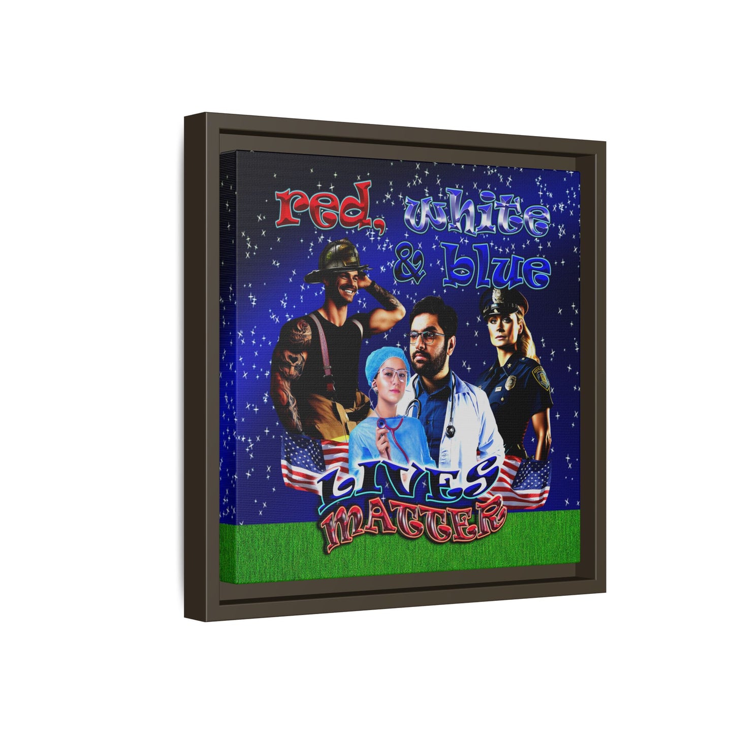 rw&b lives matter - framed canvas art ('snoops' background)