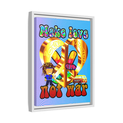 love peace - framed canvas art (light blue-purple wave)