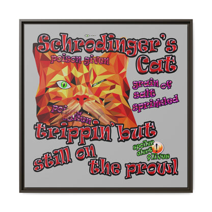 schrodinger's cat - framed canvas art (light grey)