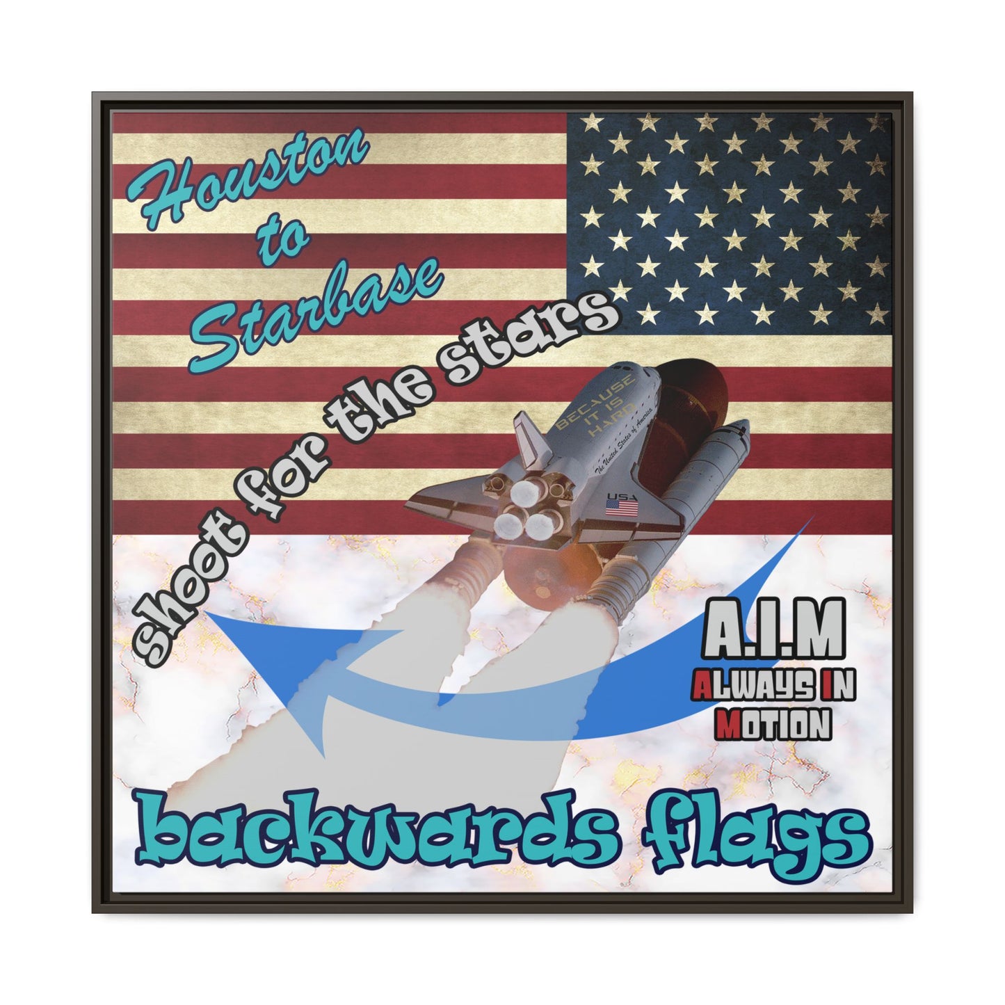 shoot for the stars - framed canvas art (white marble)