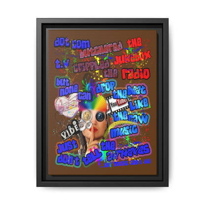 drop the beat - framed canvas art (brown)