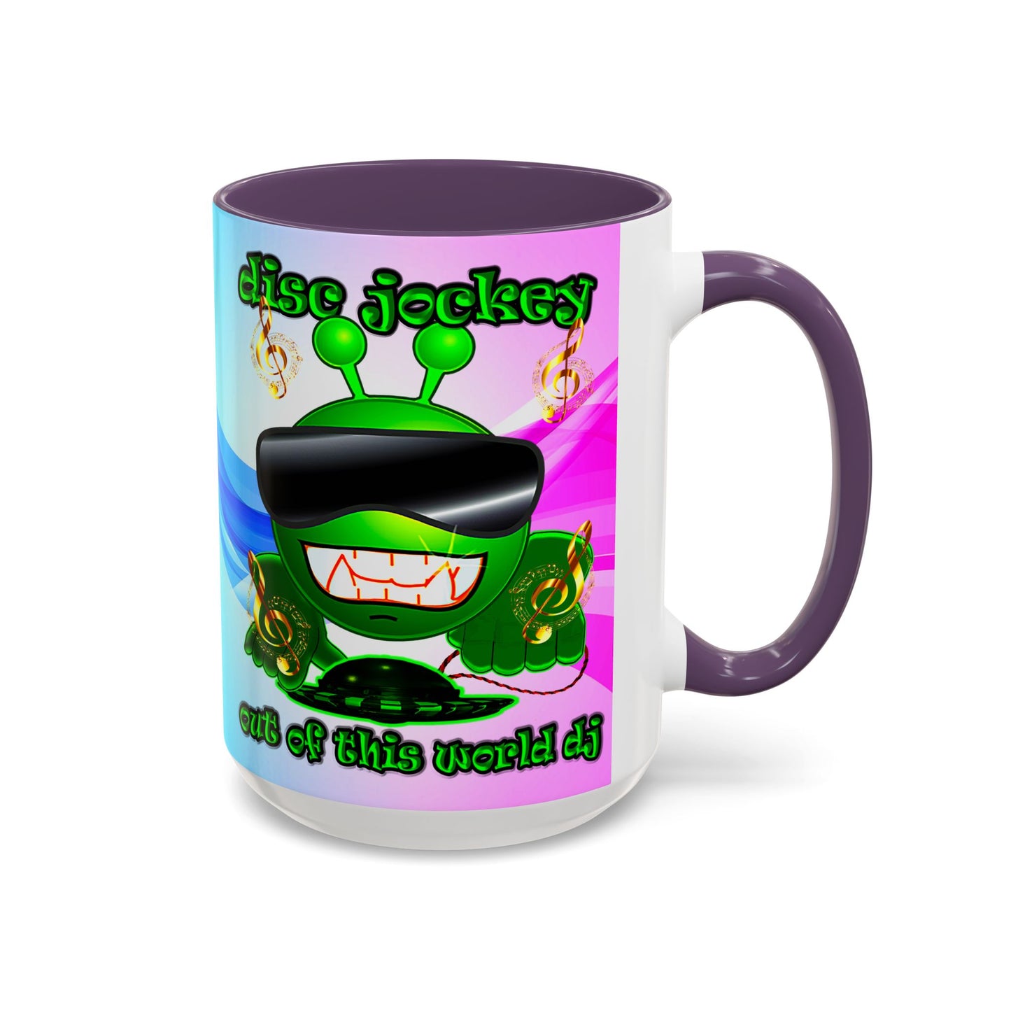 disc jockey - Accent Mug (light blue-pink wave)