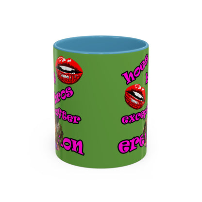 hoes b4 bros - Accent Mug (green)