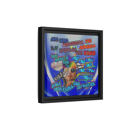 drop the beat - framed canvas art (blue-white wave)