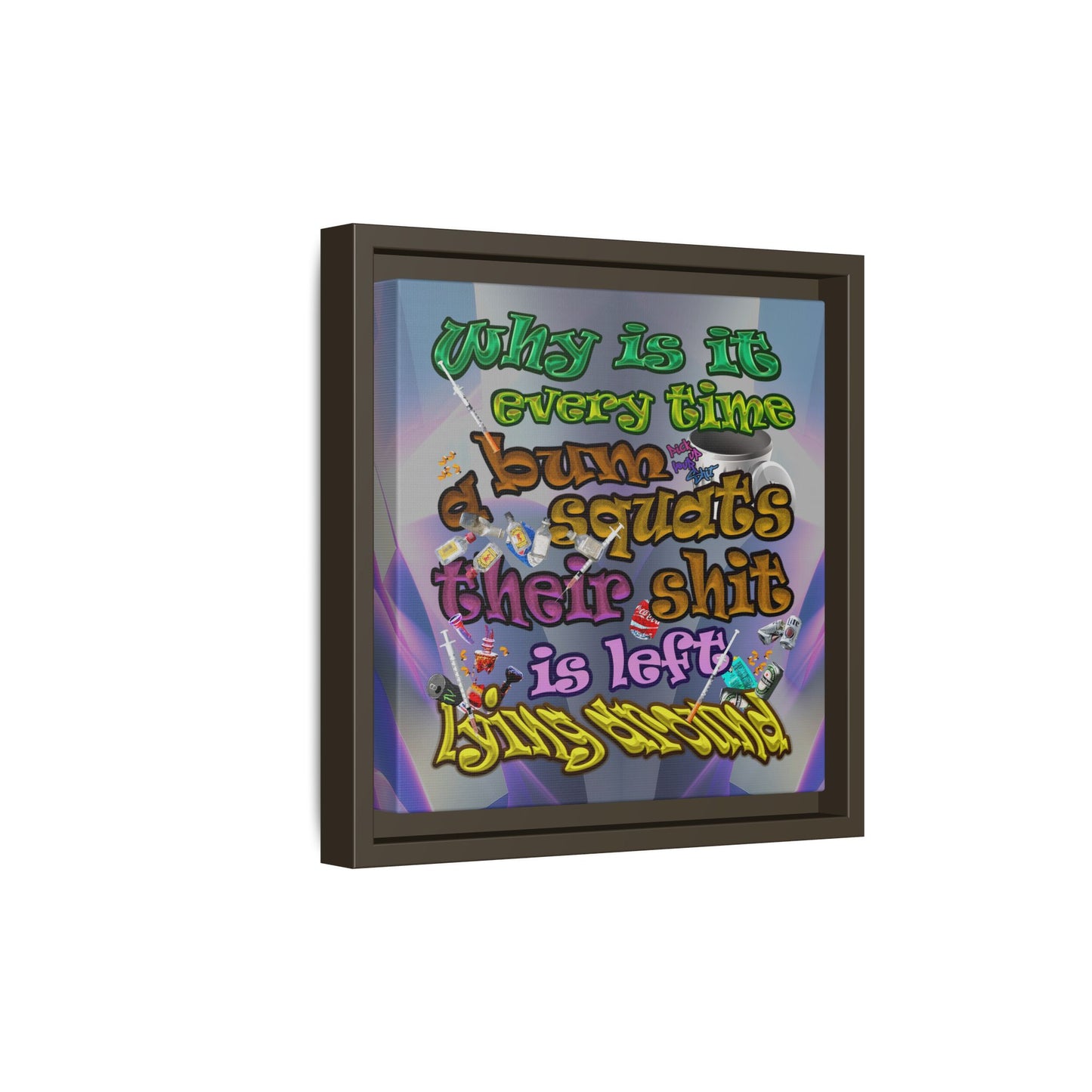 the bum's shit - framed canvas art (grey-pink wave)